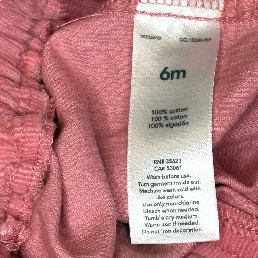 Carter's Just For You Corduroy Bib Overalls Girls 6M | Pink Pants